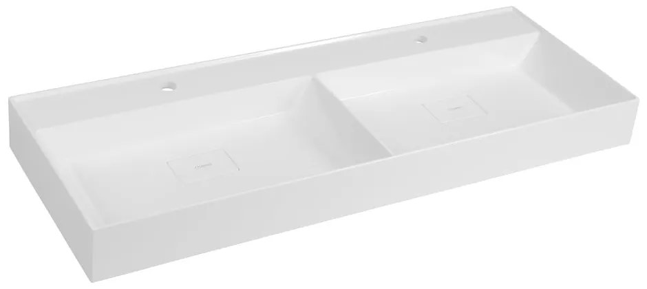 Бял двоен умивалник от отлят мрамор 119x44 cm Godiva – Sapho