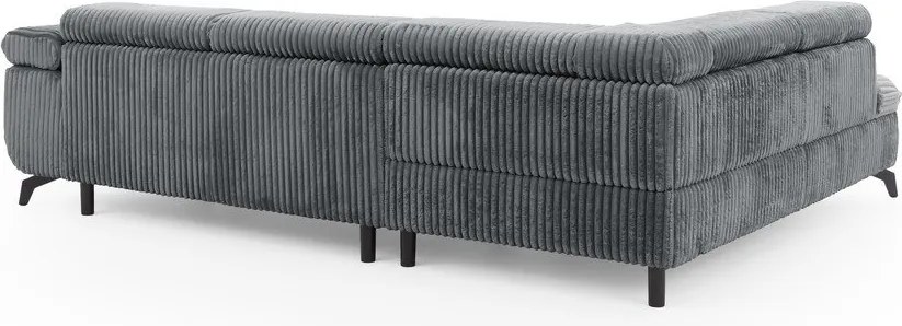 Сив ъглов диван от рипсено кадифе (ляв ъгъл L форма) Marbeya – Ropez