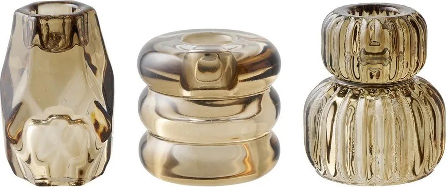 Стъклени свещници в комплект за чаена свещ 3 бр. – House Nordic