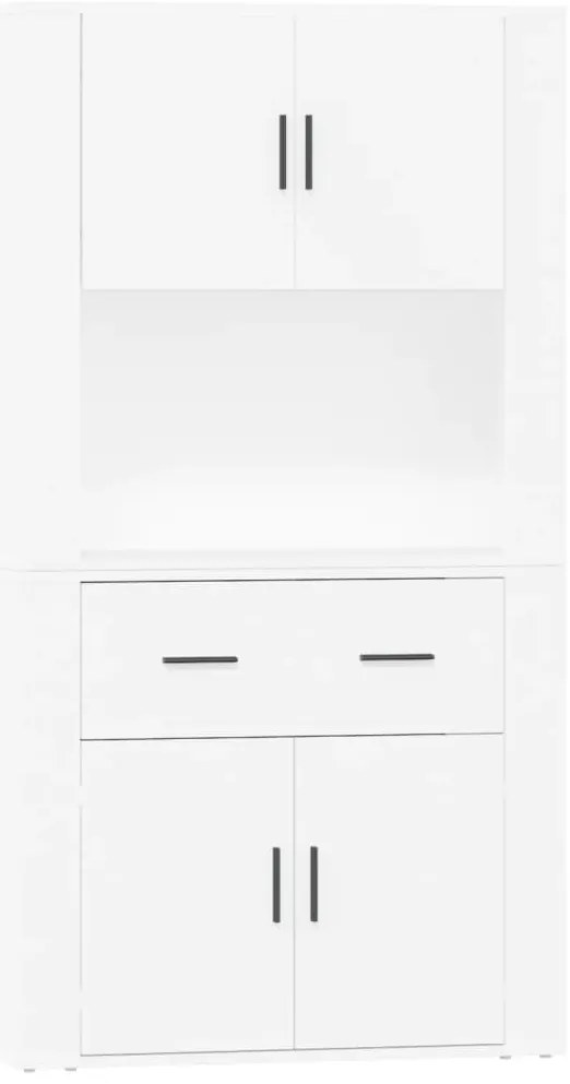 3185367 vidaXL Висок шкаф, бял, инженерно дърво