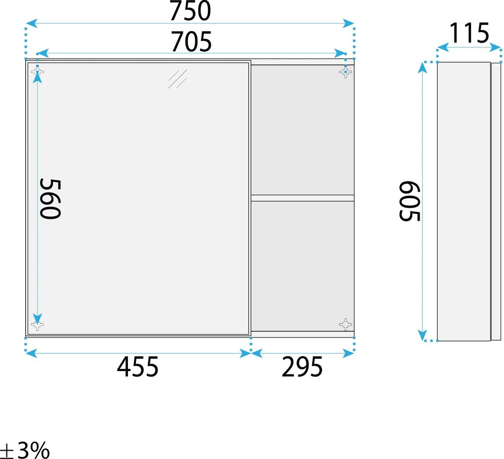 Комплект мебели за баня с мивка Denver 80cm Grey