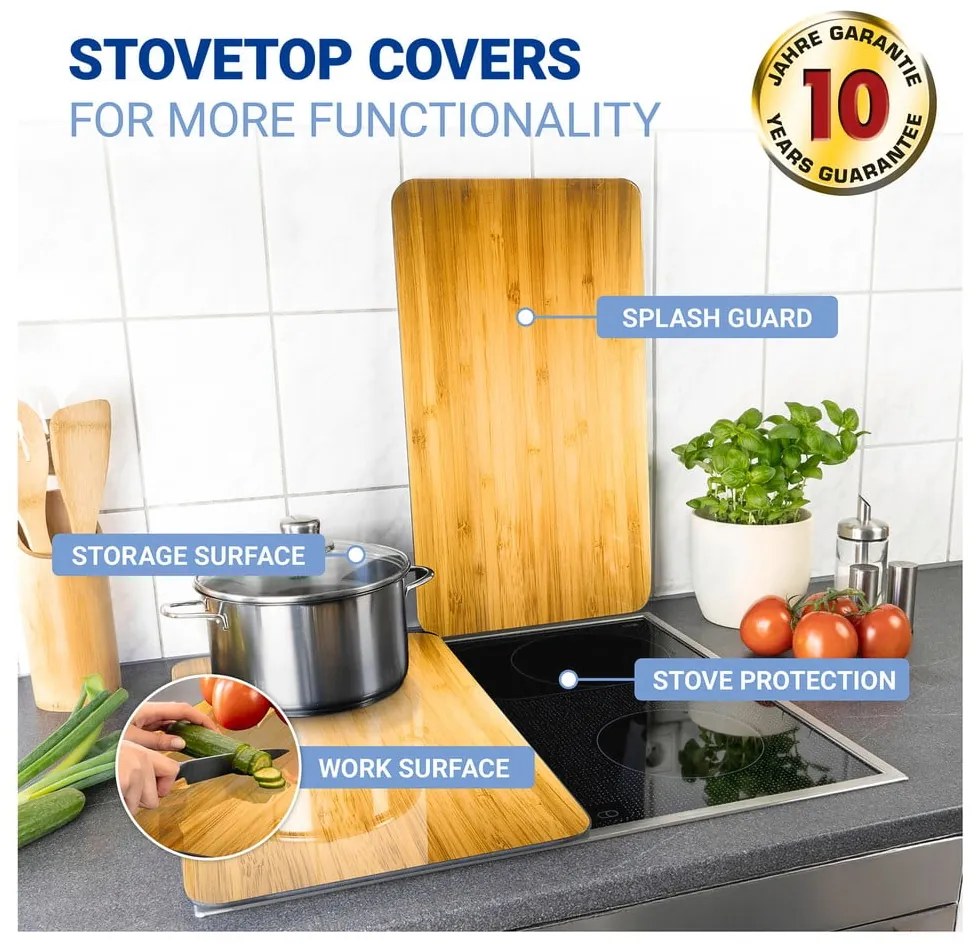 Капаци за печка 2 бр. от закалено стъкло 52x30 cm Wooden – Maximex