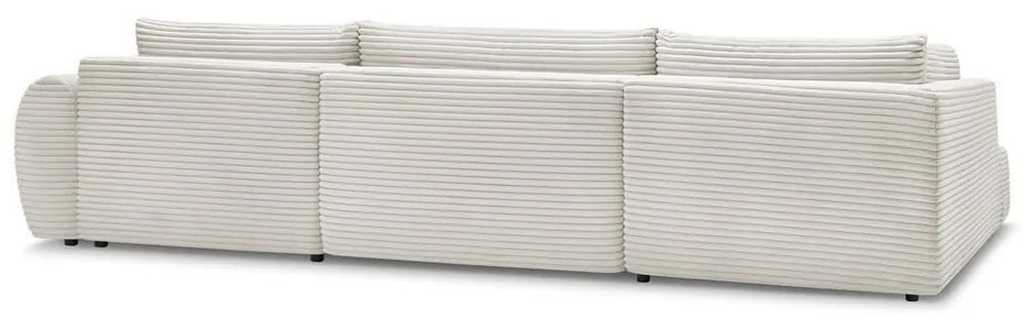 Кремав разтегателен ъглов диван от рипсено кадифе (десен ъгъл/"U" форма) Lucien – Bobochic Paris