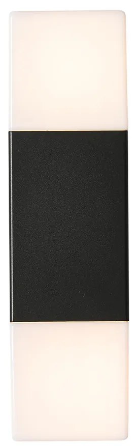 Външна стенна лампа черна с опалов абажур 2-светлина IP44 - Denmark