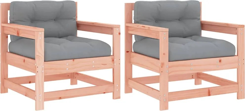 825567 vidaXL Градински столове с възглавници 2 бр масивно дърво дуглас