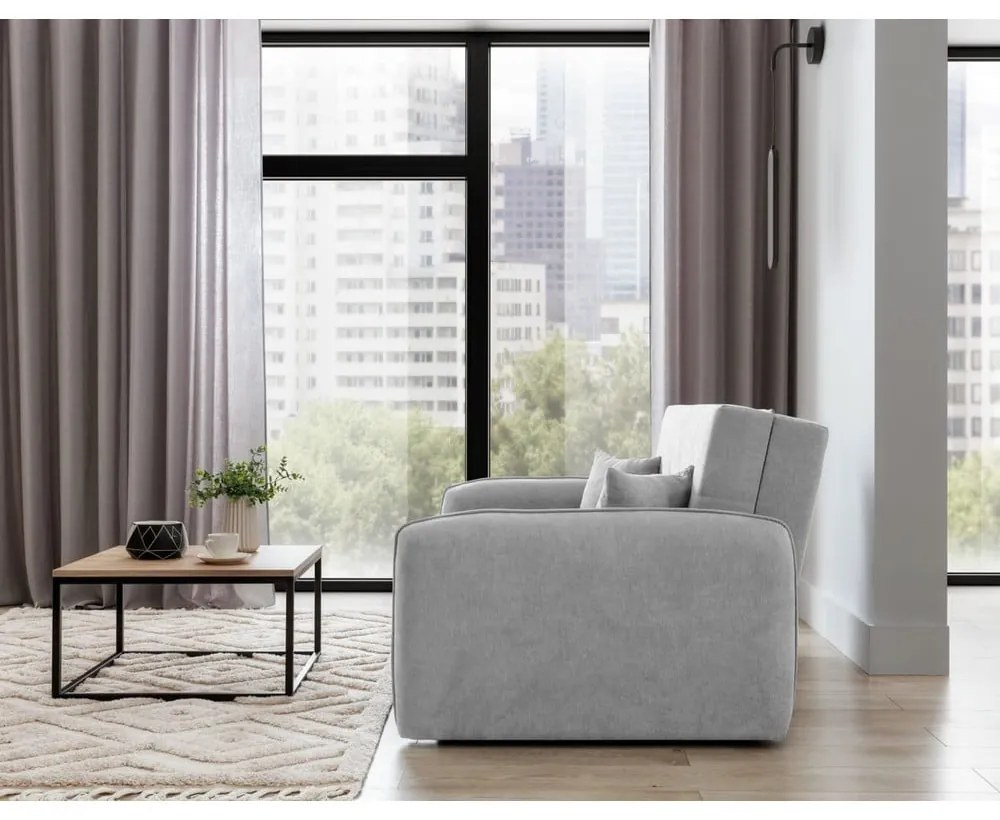 Светлосив шенилов разтегателен диван с място за съхранение 155 cm Laine – ELTAP