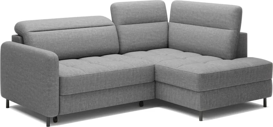 Сив кадифен разтегателен ъглов диван с място за съхранение (десен ъгъл L форма) Barea – ELTAP