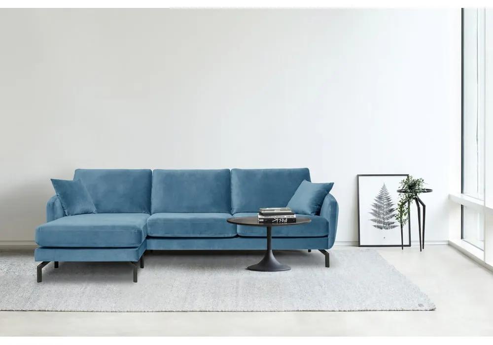 Ъглов диван от синьо кадифе (ляв ъгъл) Magic - Scandic