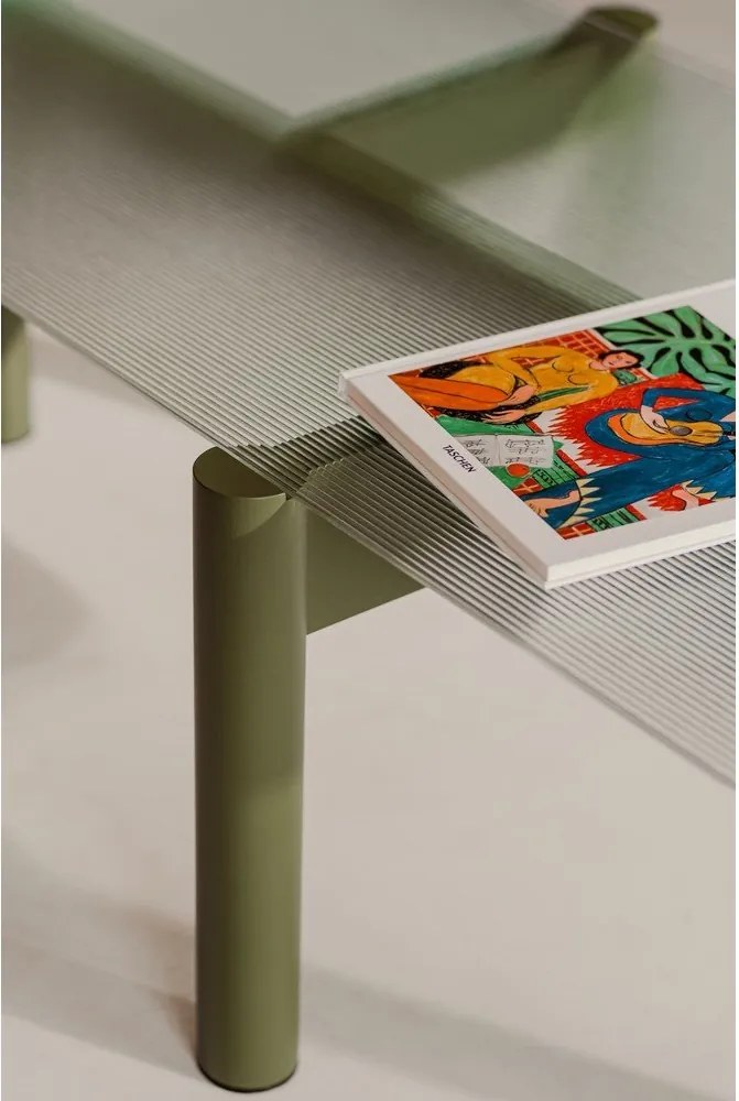 Зелена масичка за кафе със стъклен плот 55x105 cm Kob – noo.ma