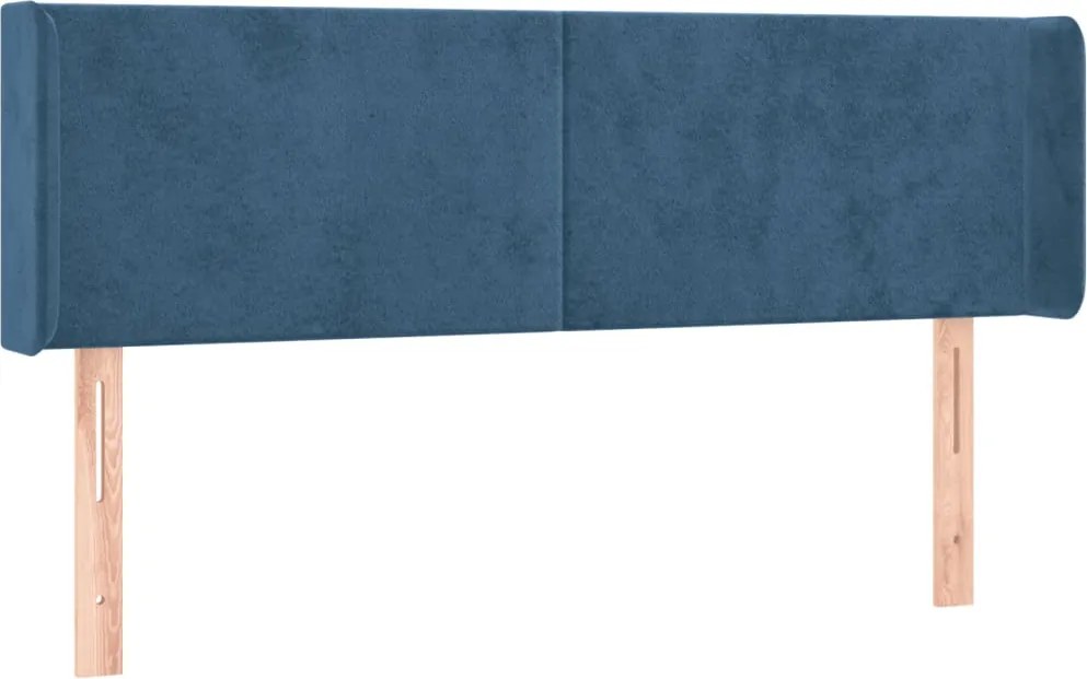 3118540 vidaXL Горна табла за легло, тъмносиня, 147x16x78/88 см, кадифе