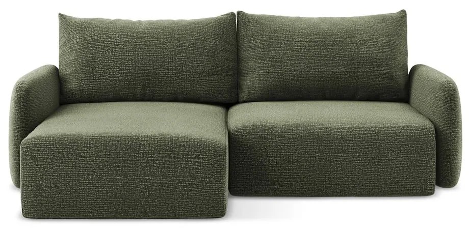 Зелен разтегателен ъглов диван с място за съхранение (ляв ъгъл) Kalena – Makamii