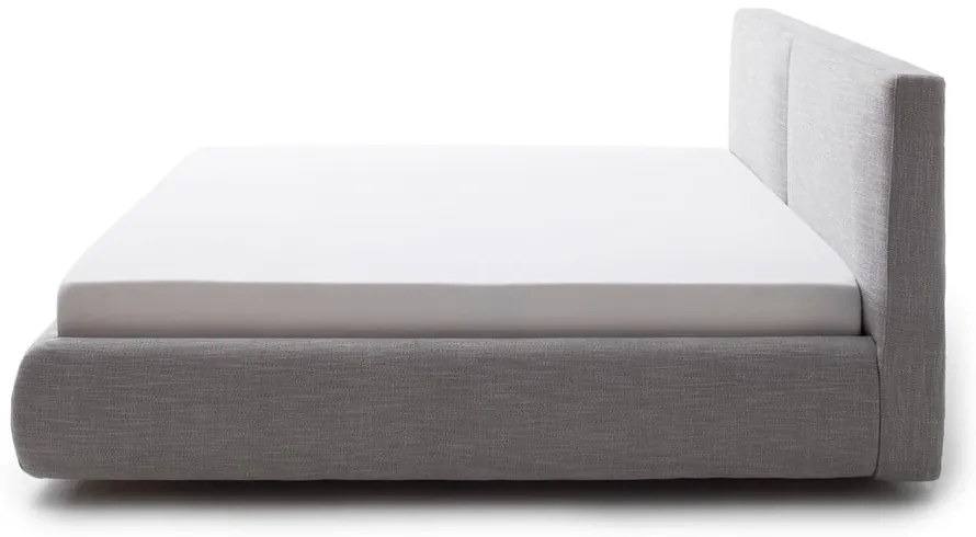 Сиво двойно легло 180x200 cm тапицирано с място за съхранение с включена подматрачна рамка Atesio – Meise Möbel