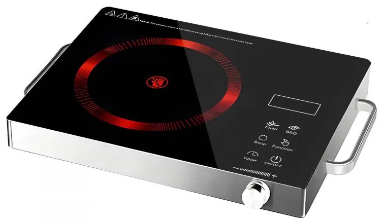 Единичен инфрачервен котлон Elite EFP-1255P, 2200W, Сензорно управление, LED дисплей, Таймер, Черен/гланц