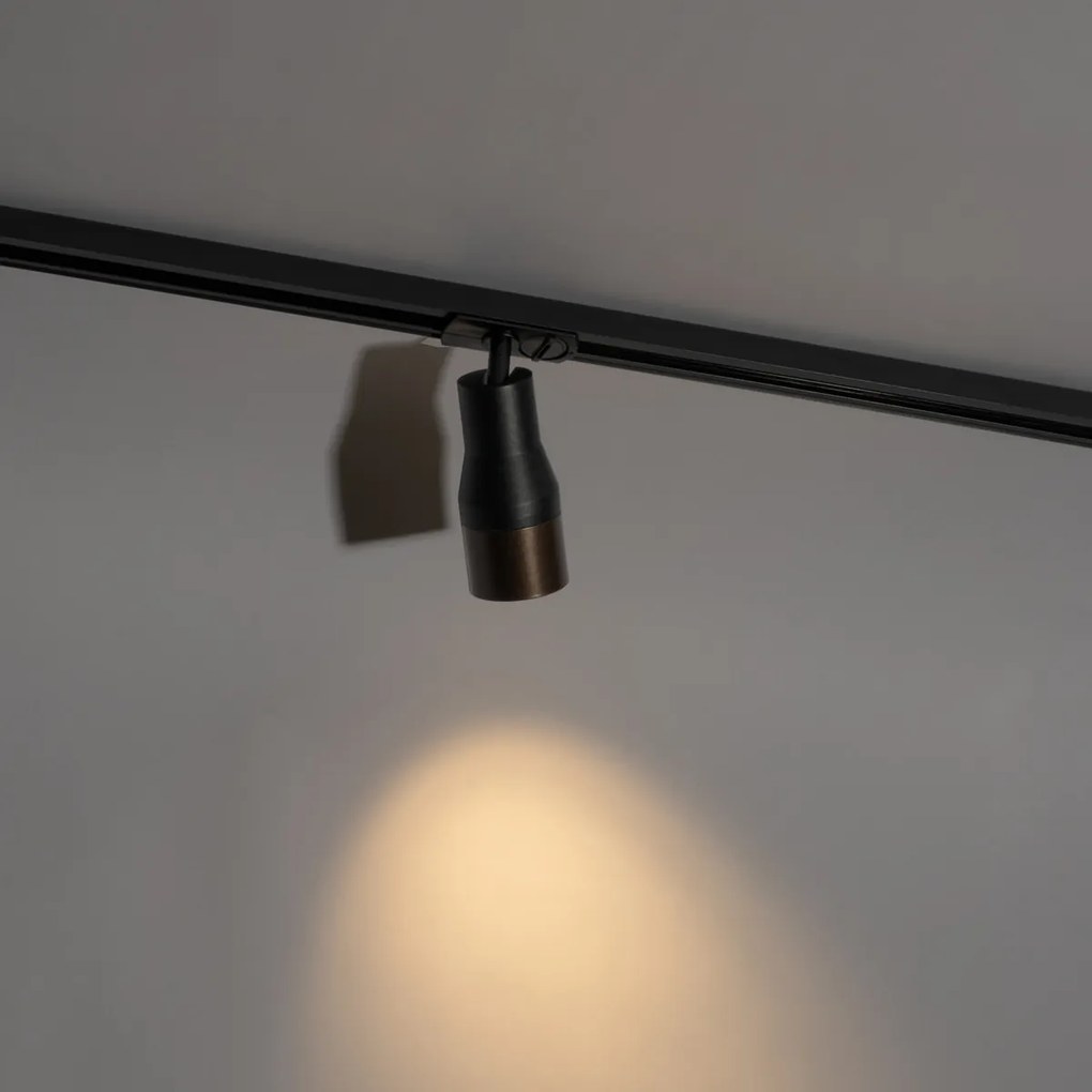 Модерен прожектор черен с тъмно бронзов интериор за релсова система 1-фазен - Iconic Kohua