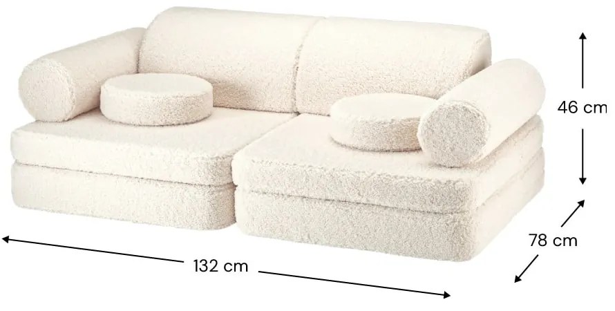 Кремав детски диван от букле 132 cm Settee – Wigiwama