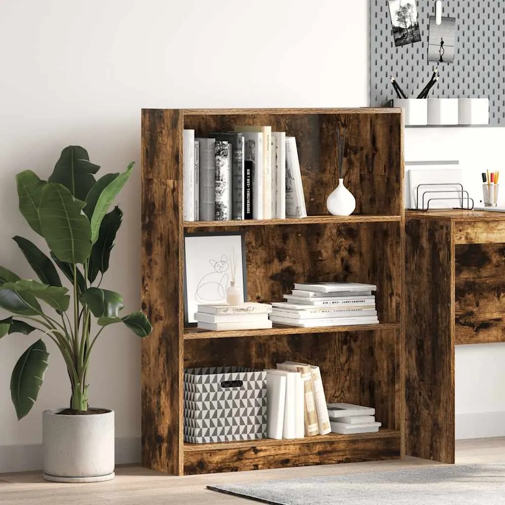 857839 vidaXL Библиотека, опушен дъб, 80x24x109 см, инженерно дърво