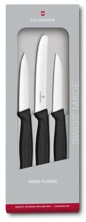 Victorinox - Комплект 3 черни ножа за зеленчуци