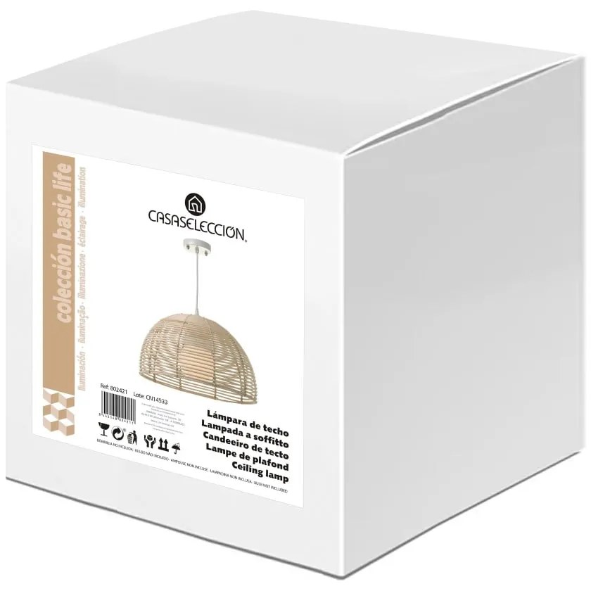 Таванна лампа от ратан в естествен цвят с абажур от ратан ø 38 cm Natural Way - Casa Selección