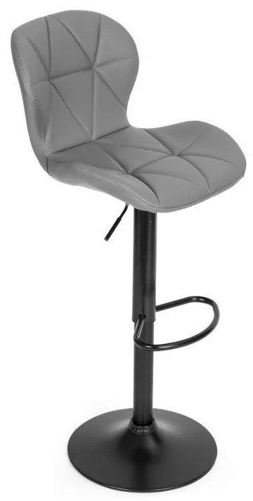 Регулируем на височина въртящ се бар стол с облегалка Сив