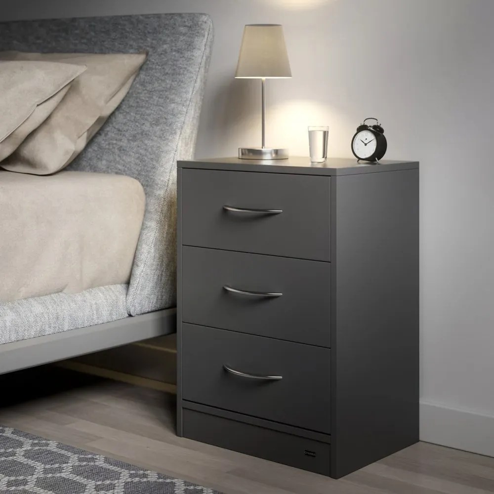 Нощно шкафче Eloise - комплект от 2 части, 3 чекмеджета, 54 × 39 × 28 cm antracitová