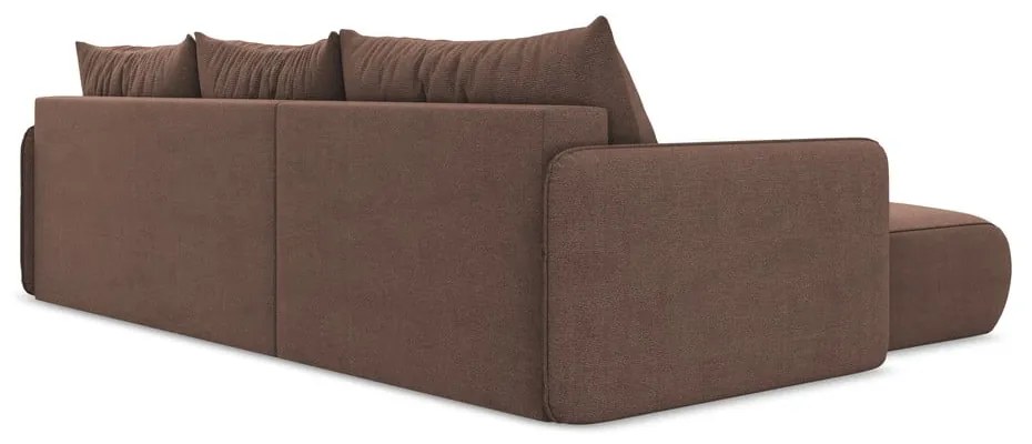 Розов разтегателен ъглов диван с място за съхранение (ляв ъгъл) Nanea – Makamii