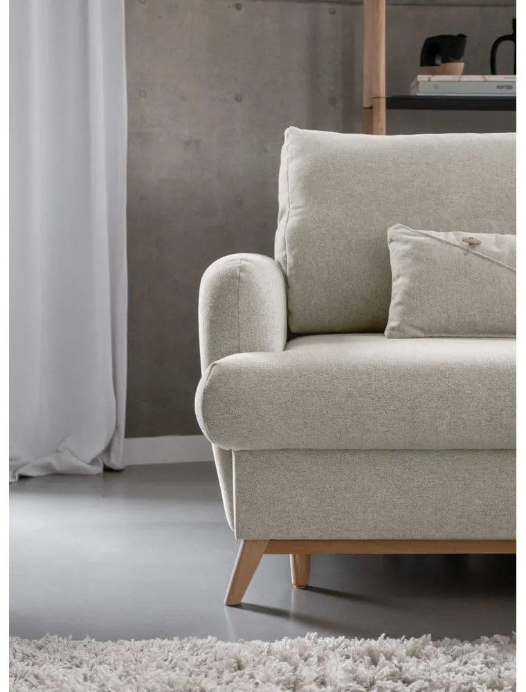 Бежов разтегателен/с място за съхранение ъглов диван (десен ъгъл) Scandic Lagom – Miuform