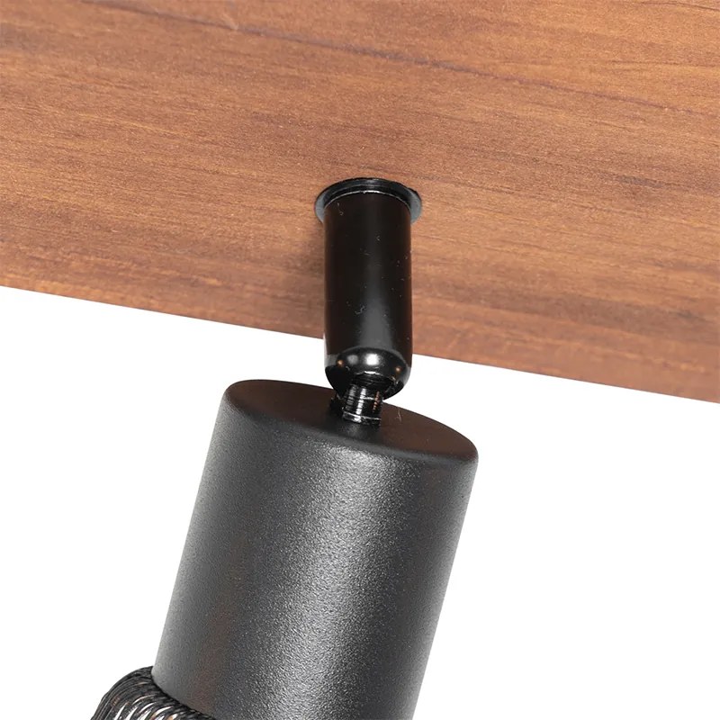 Индустриален прожектор черен с дърво 3-светлина - Kristina