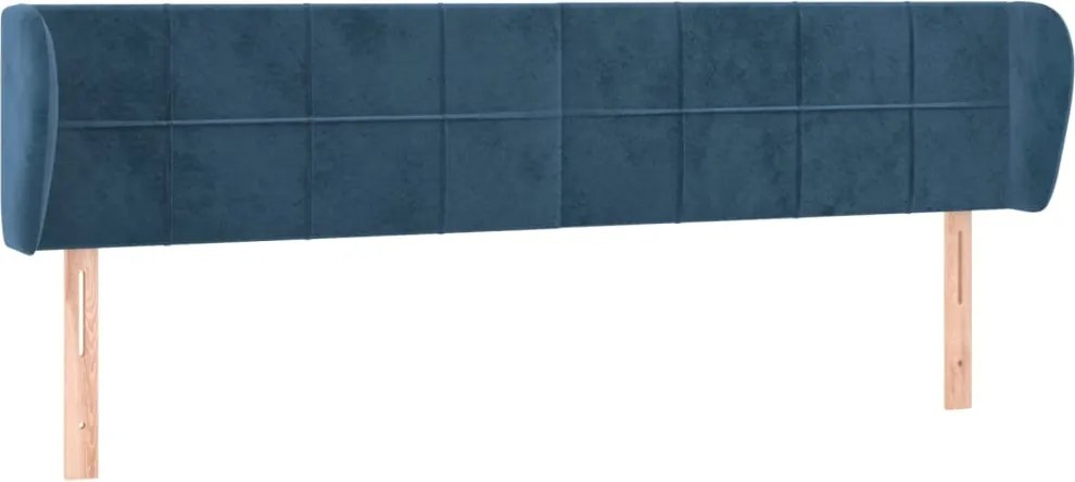 3117214 vidaXL Горна табла за легло с уши, тъмносиня, 203x23x78/88 см, кадифе