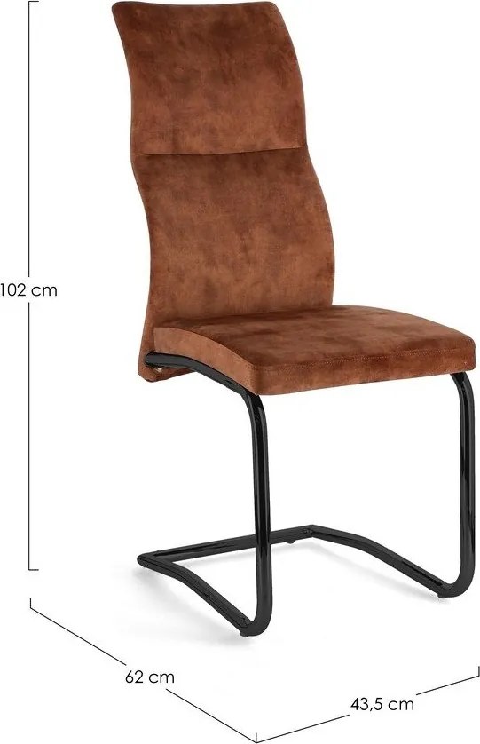 Тапициран трапезен стол в цвят кафяв коняк Thelma – Bizzotto