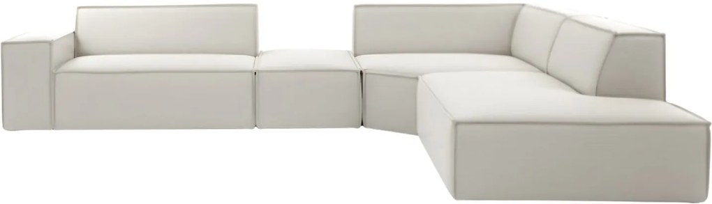 Ъглов диван Fubu L–Екрю–Десен