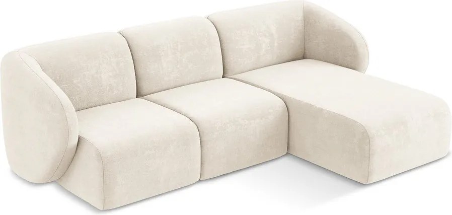 Бежов шенилов ъглов диван (десен ъгъл) Lani – Makamii