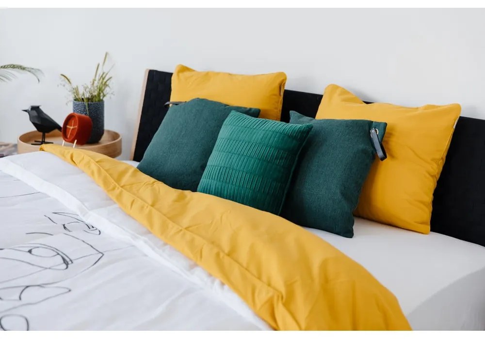 Масивно дъбово легло с черна табла , 160 x 200 cm Fawn - Gazzda