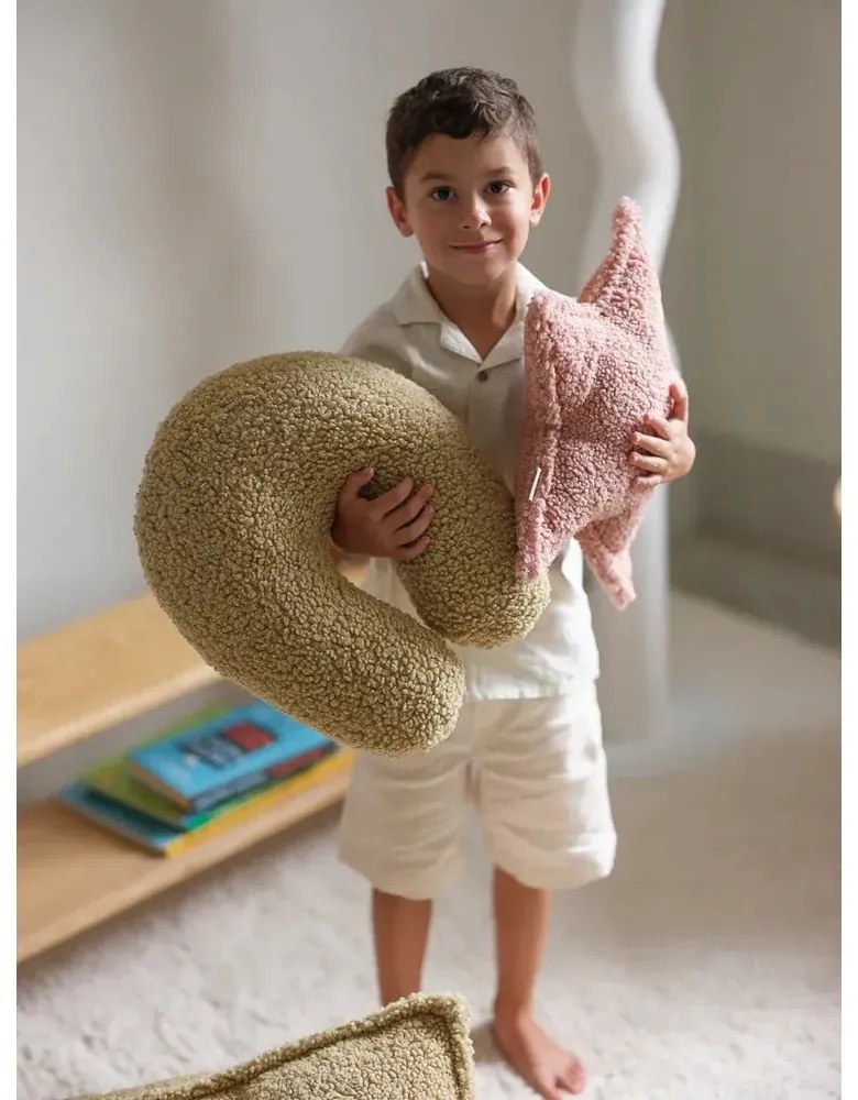 Зелена детска възглавница за диван от букле U – Wigiwama