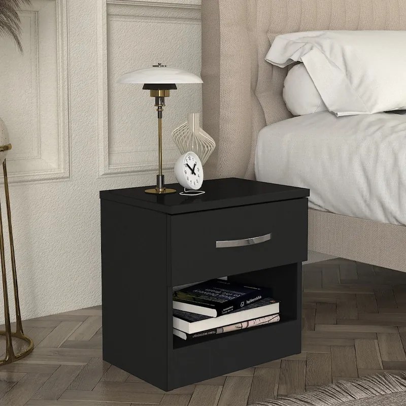 Lube melamine nightstand in black color 40x28,2x40см.