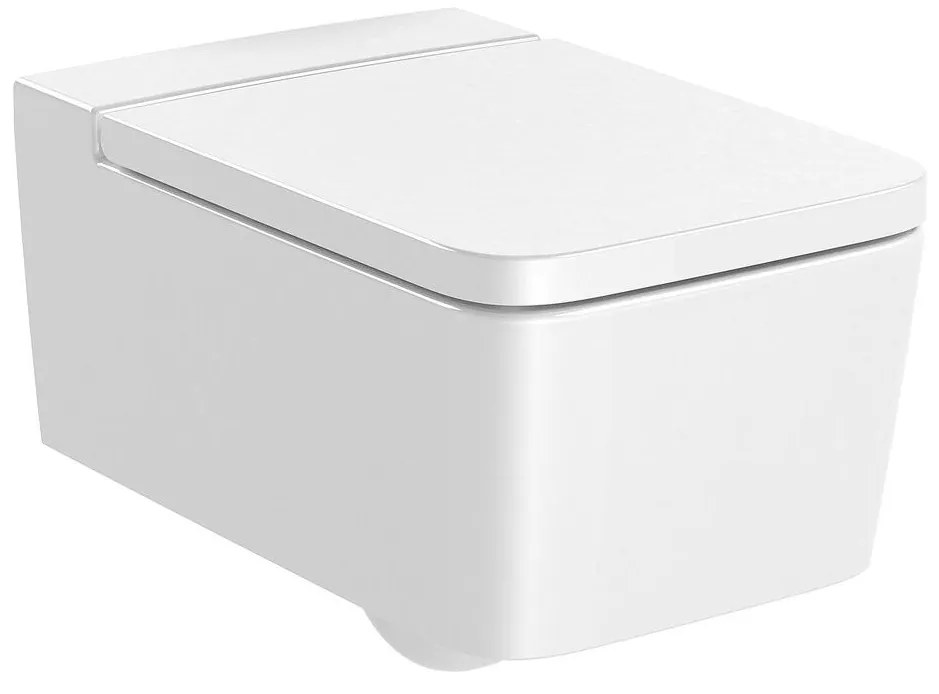 Конзолна тоалетна чиния A346537000, седалка и капак, порцелан, бял, 44x37x56см