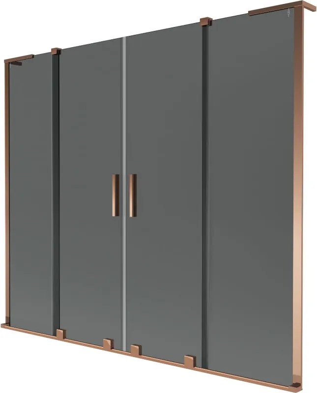 Mexen Velar L Duo параван за вана 2-крилен плъзгащ се 170 x 150 см, графит, розово злато - 896-170-003-42-60