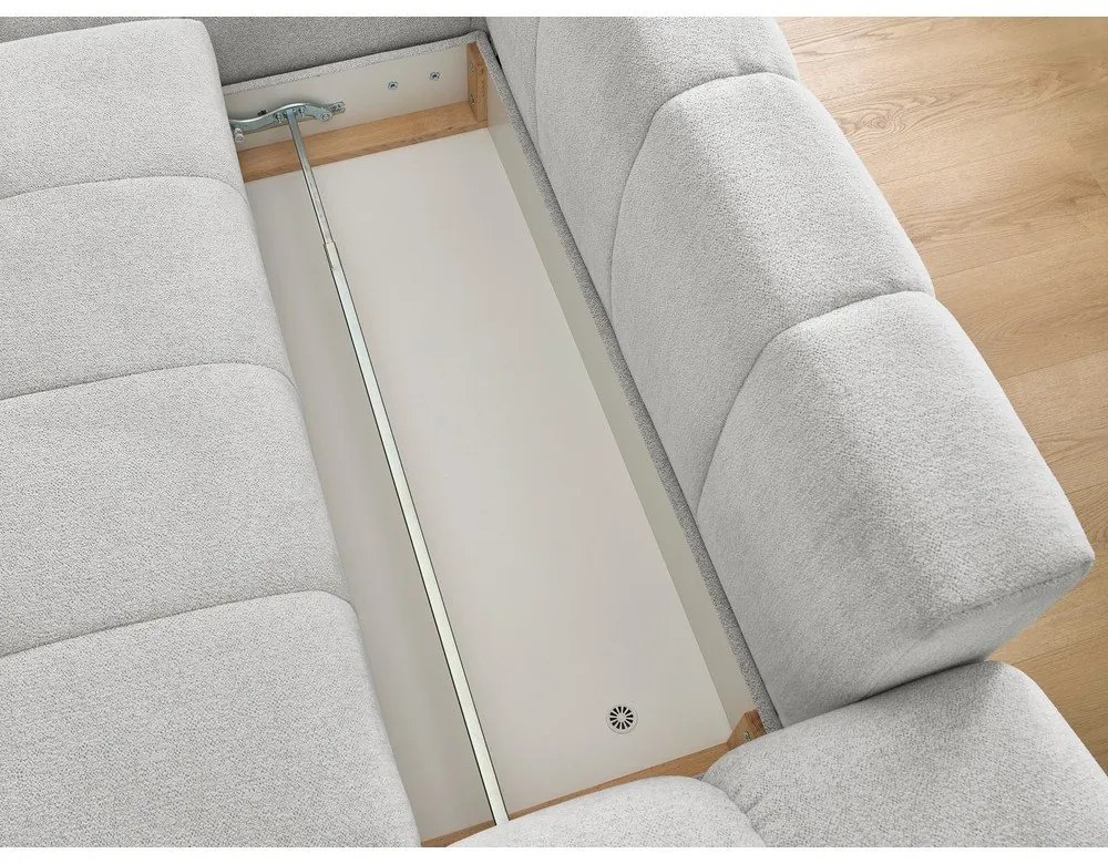 Светлосив шенилов сгъваем/с място за съхранение ъглов диван (ляв ъгъл) Everest – Bobochic Paris