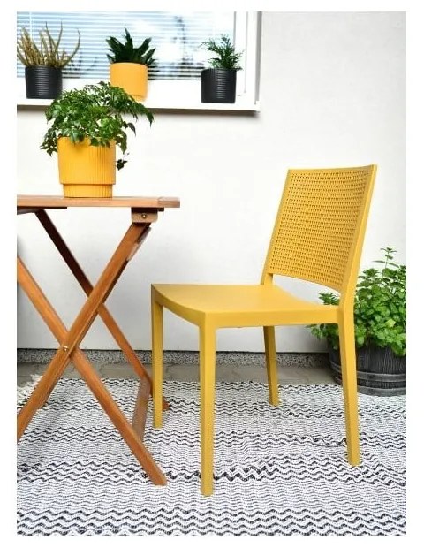 Жълт пластмасов градински стол Grid – Rojaplast