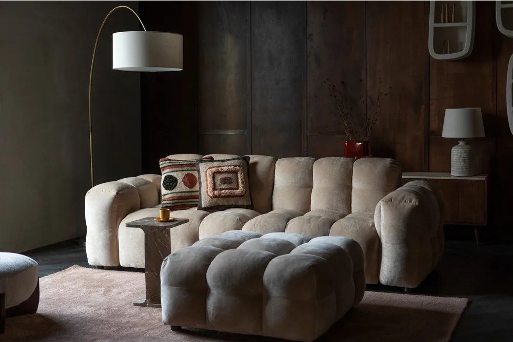 Бежов кадифен модулен диван 264 cm Hackman – Dutchbone