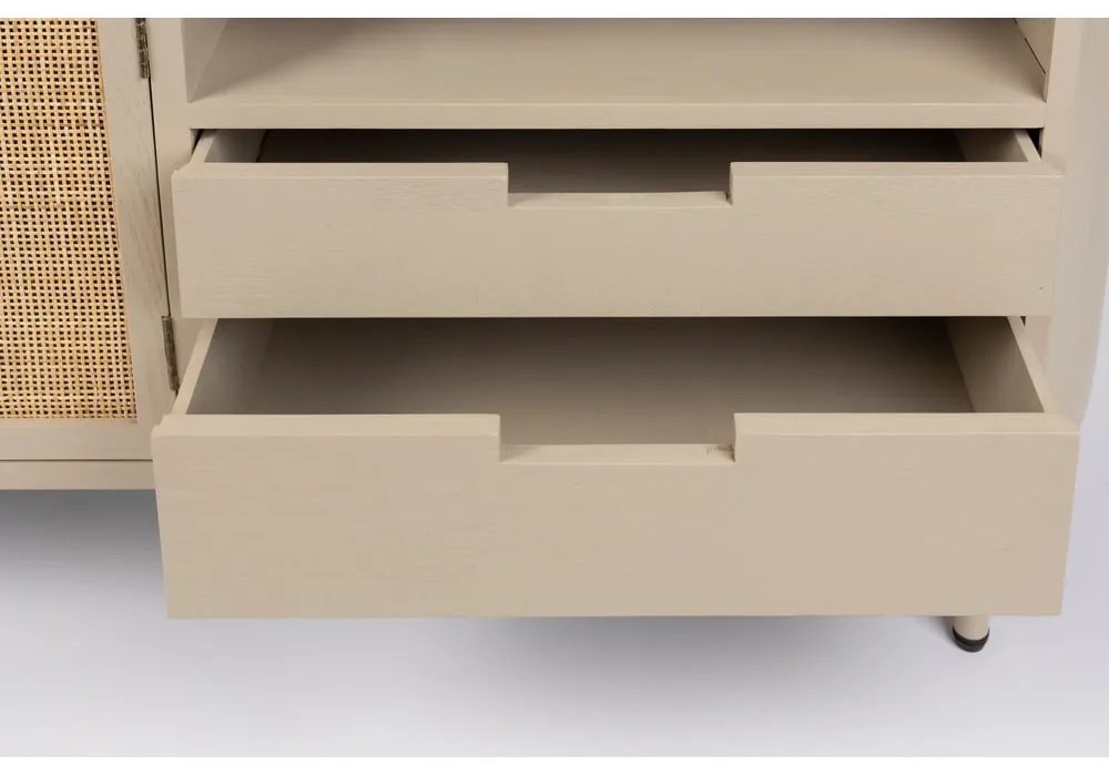 Кремава ратанова маса за телевизор 150x55 cm Amaya - White Label