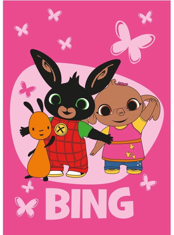 Розово бебешко одеяло от флийс 100x150 cm Bing Bunny "Butterflies" – Jerry Fabrics