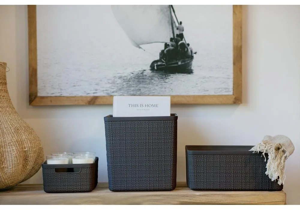 Тъмно сива кошница за съхранение , 5 л Jute - Curver