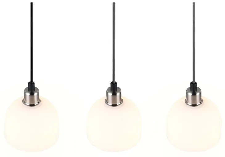 Бяло-сребристо висящо осветително тяло със стъклен абажур Molly – Trio