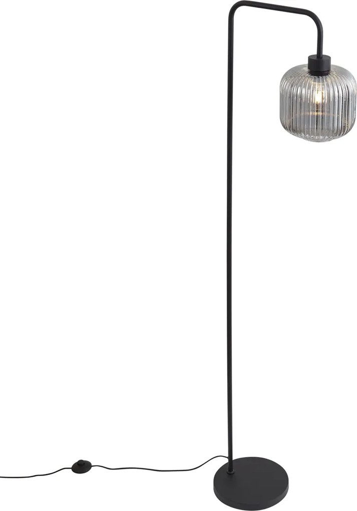 Интелигентна подова лампа черна с димно стъкло, включваща WiFi A60 - Ana