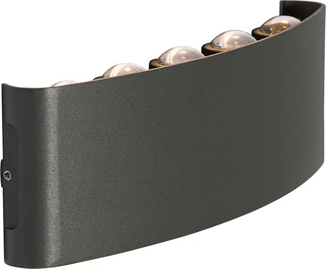 Външна стенна лампа тъмно сива с LED 10-светлина IP54 - Silly