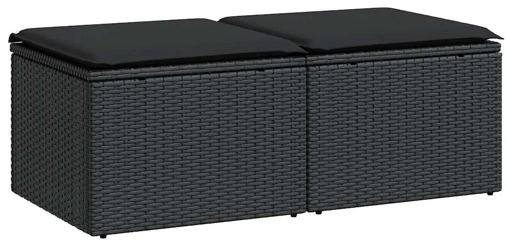 3328658 vidaXL Градински диван с възглавници, 2 части, черен полиратан, акация