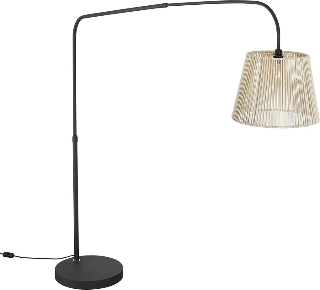 Japandi външна подова лампа черна с бежов въжен абажур IP44 - Arc Jayla
