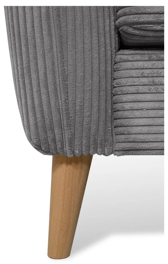 Тъмносив ъглов диван от рипсено кадифе (десен ъгъл) Paris – Scandic