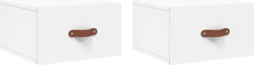 829773 vidaXL Нощни шкафчета за стенен монтаж, 2 бр, бели, 35x35x20 см