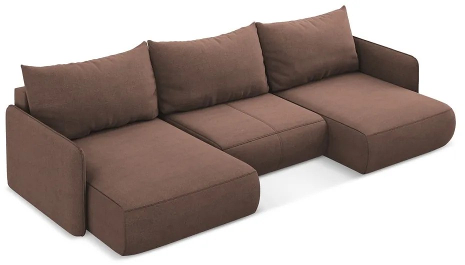 Розов разтегателен ъглов диван с място за съхранение Nanea – Makamii